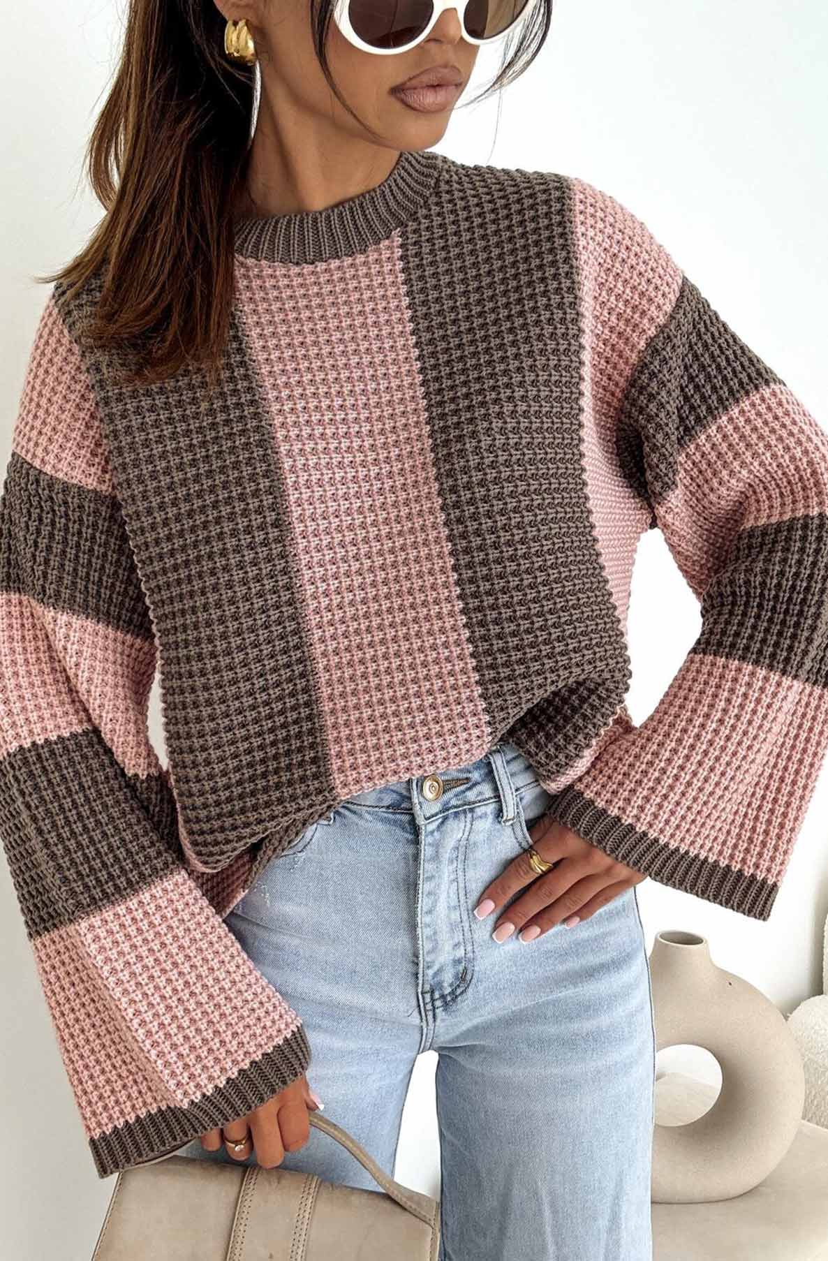 Reyana Strip Wide Sleeve Jumper